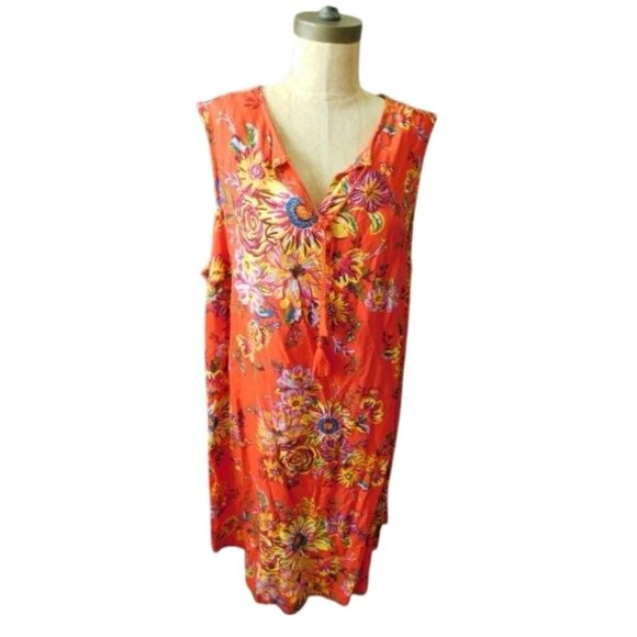 Beach Lunch Lounge Size 1X Plus Size Floral Print Casual Dress Swim Coverup - Picture 1 of 3